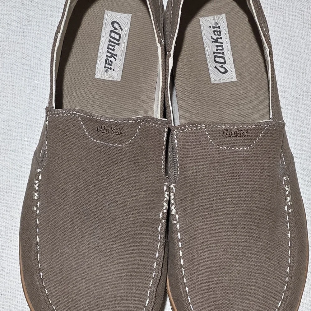 Olukai Men's Brown Slip-On Canvas Loafers - Picture 3 of 6